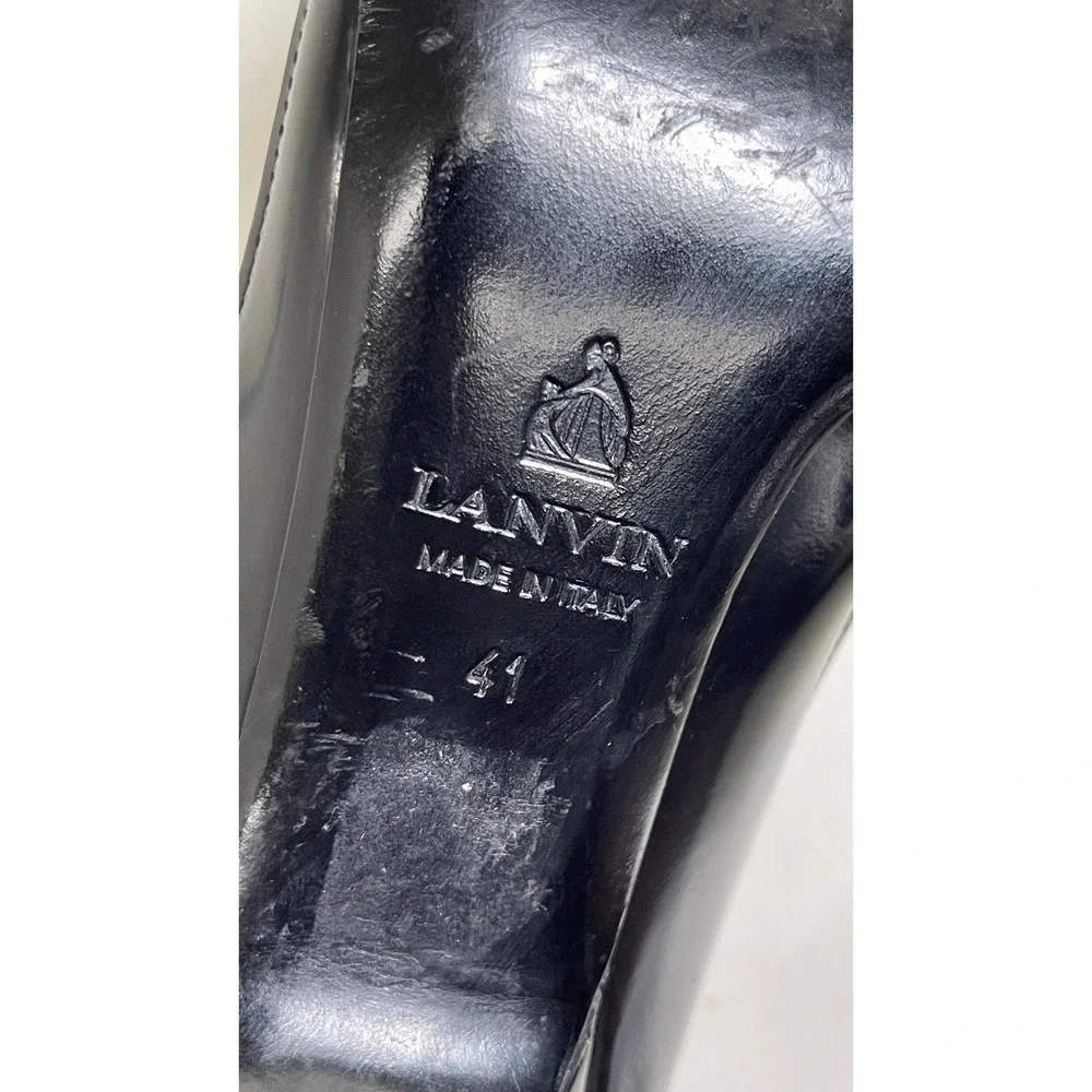 Lanvin Black Silver Pointed Toe Stiletto Pump Heels Womens 41 EU/8 US Italy Made